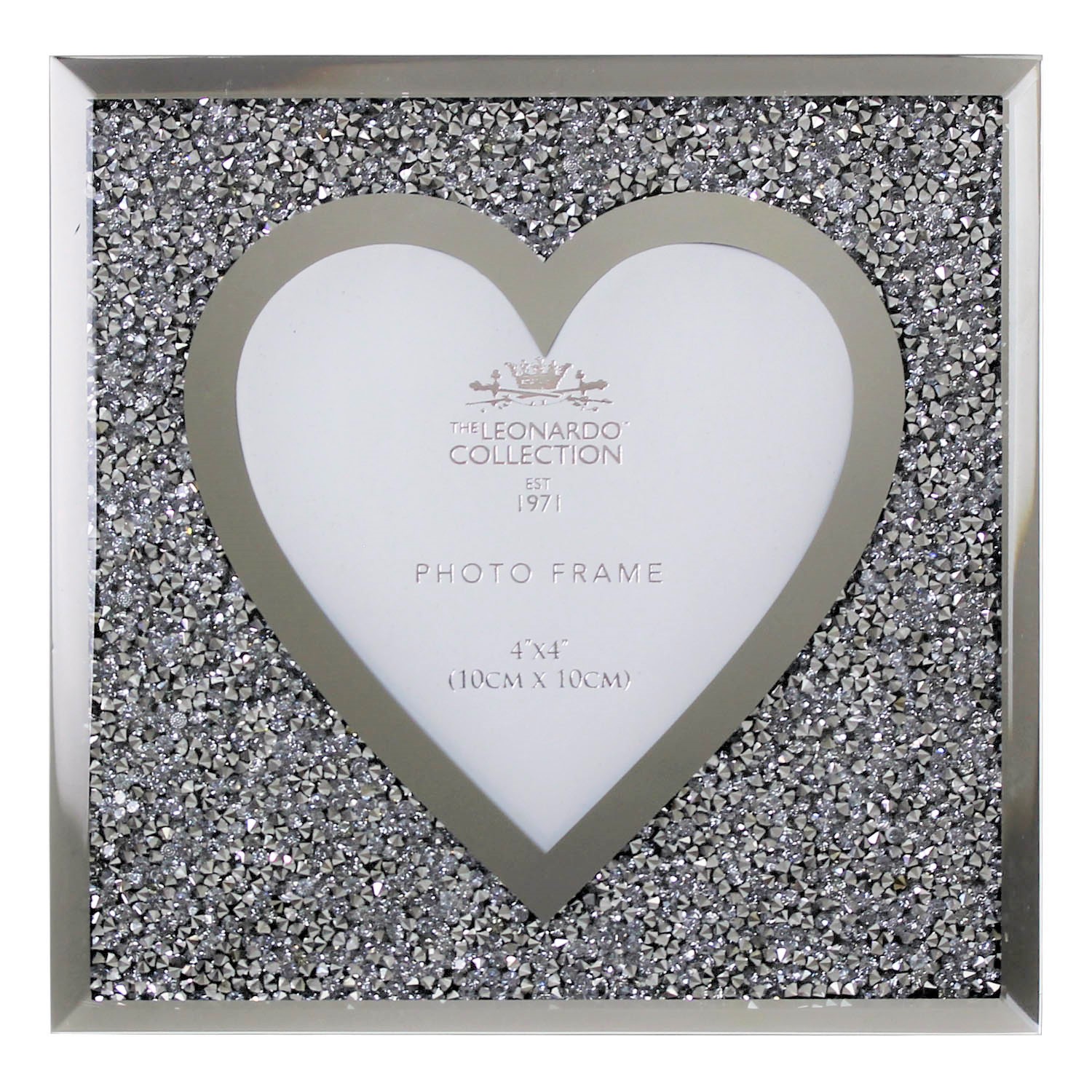 Crushed Diamond Mirrored Picture Frames Silver Heart Shaped Photo Frame